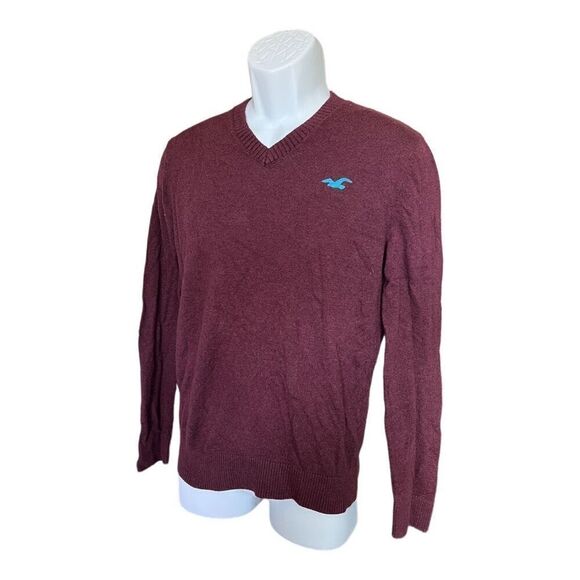 Mens Hollister Soft Spun Cranberry V Neck Sweater - Sz S - Picture 1 of 1